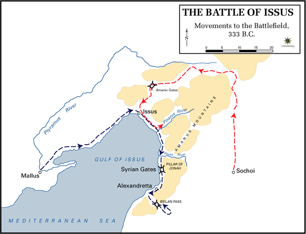 Battle of Issus movements on the battlefield - Image Credit: The Department of History, United States Military Academy