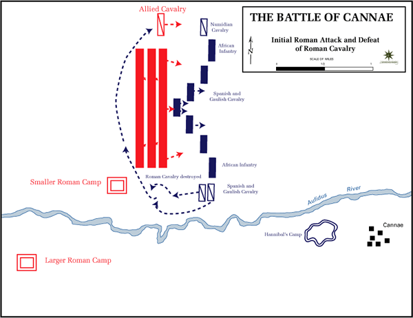 Battle of cannae initial Roman attack