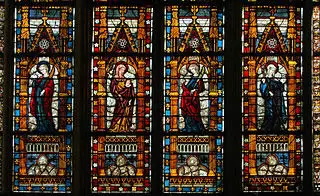 Detail of a medieval window at Troyes Cathedral, France (1300s). Author Vassil