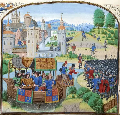 Richard II meets rebels during the Peasants' Revolt of 1381.