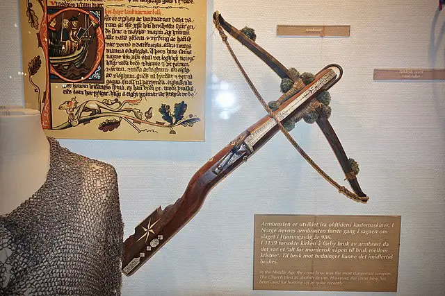 A middle ages Crossbow, in an exhibition of the Armed Forces Museum of Norway.